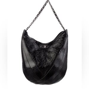 New Chanel Patent Leather Hobo Bucket Bag in box with papers/ dust cover